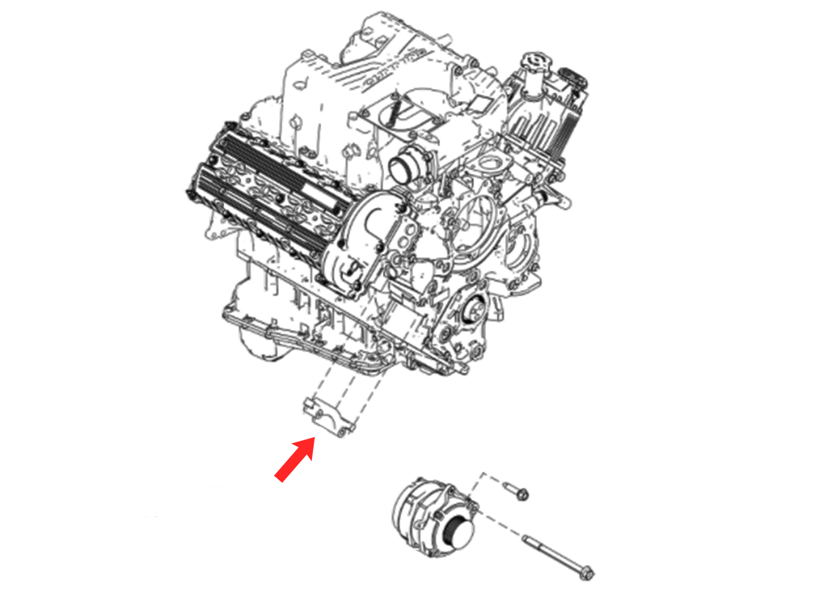 OEM 16 19 Nissan Titan XD Alternator Mount Bracket CEV8D1 Z1