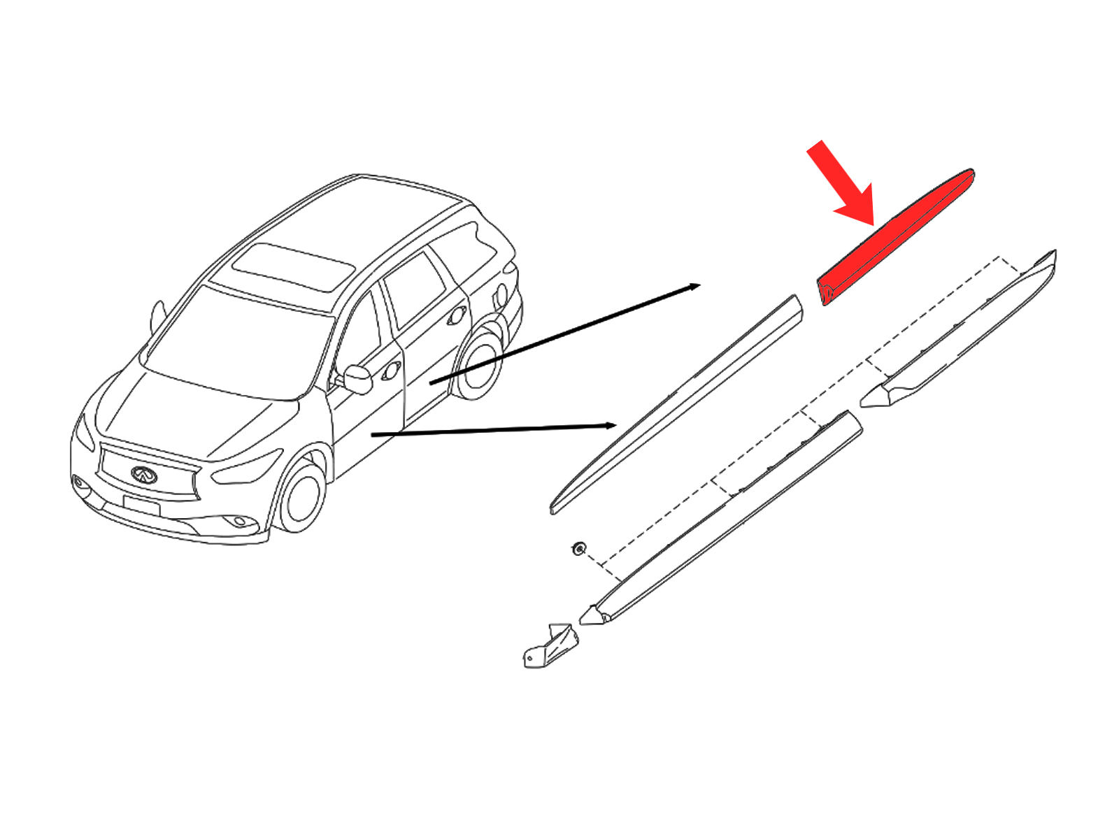ァッション人気ブランドランキング Moulding Side Door Rear QX60 Infiniti '13-'21 OEM - (LH) Driver Tシャツ(半袖/袖なし)