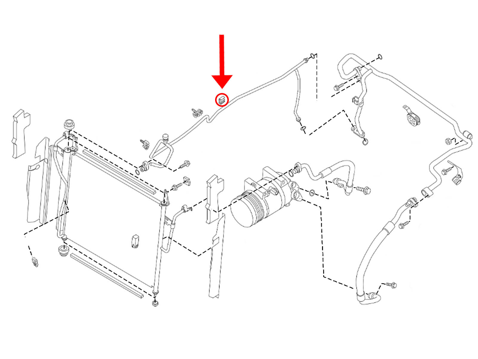 OEM 08 15 Nissan Armada A C High Pressure Line Clip Z1 Off