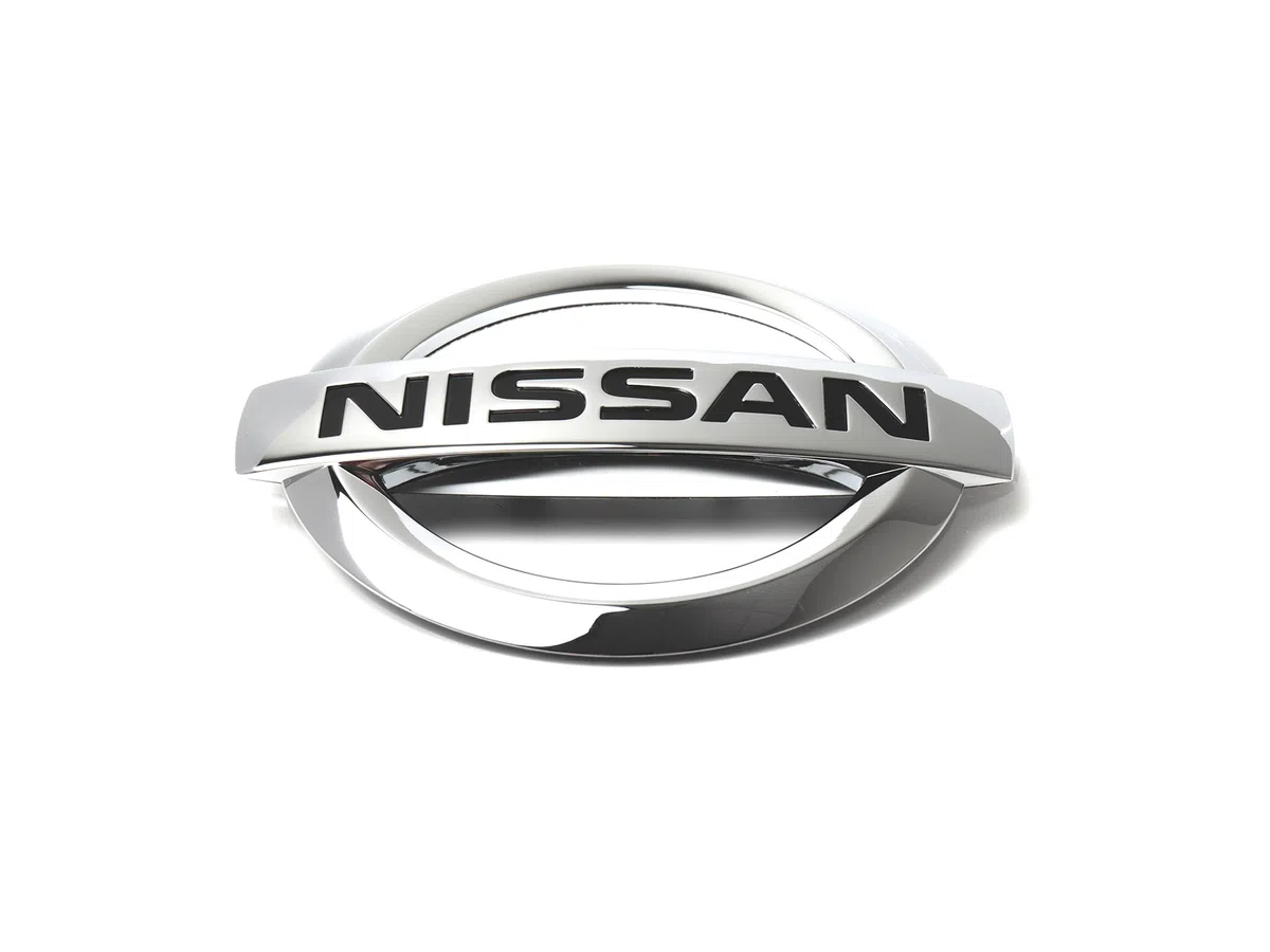 Nissan LE rear hatch emblem badge decal logo Pathfinder OEM Genuine Stock chrome 